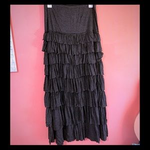 Gray Tiered Ruffle Maxi Skirt
